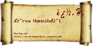 Árva Hannibál névjegykártya